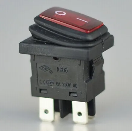 

10 PCS On/Off Mini Rocker Switch 6A 220V IP65 waterproof switch 6A 4 foot red 220V