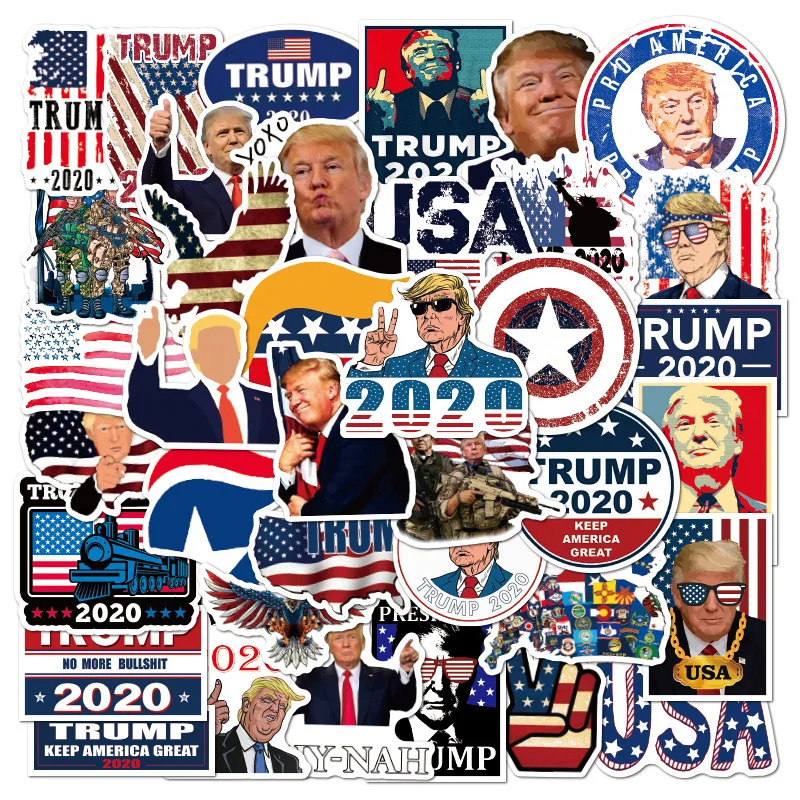 10/30/50PCS U.S. President Trump Stickers Decorative Motorcycle Laptop Car Phone DIY Graffiti Waterproof Decals Sticker Packs