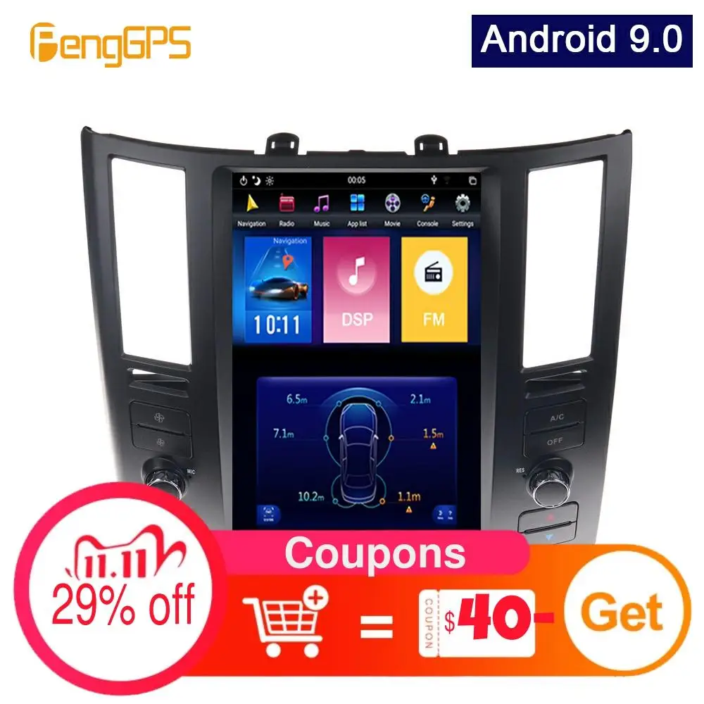 Android 9.0 Car Navigation Stereo For Infiniti FX35 for FX45 2004-2008 Multimedia Head Unit Audio Car DVD Player 10.4 inch IPS