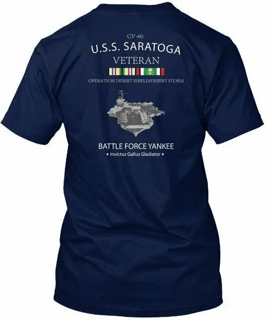 Uss Saratoga Ods Veteran Cv 60 Battle Force Yankee  Tee T Shirt Cotton