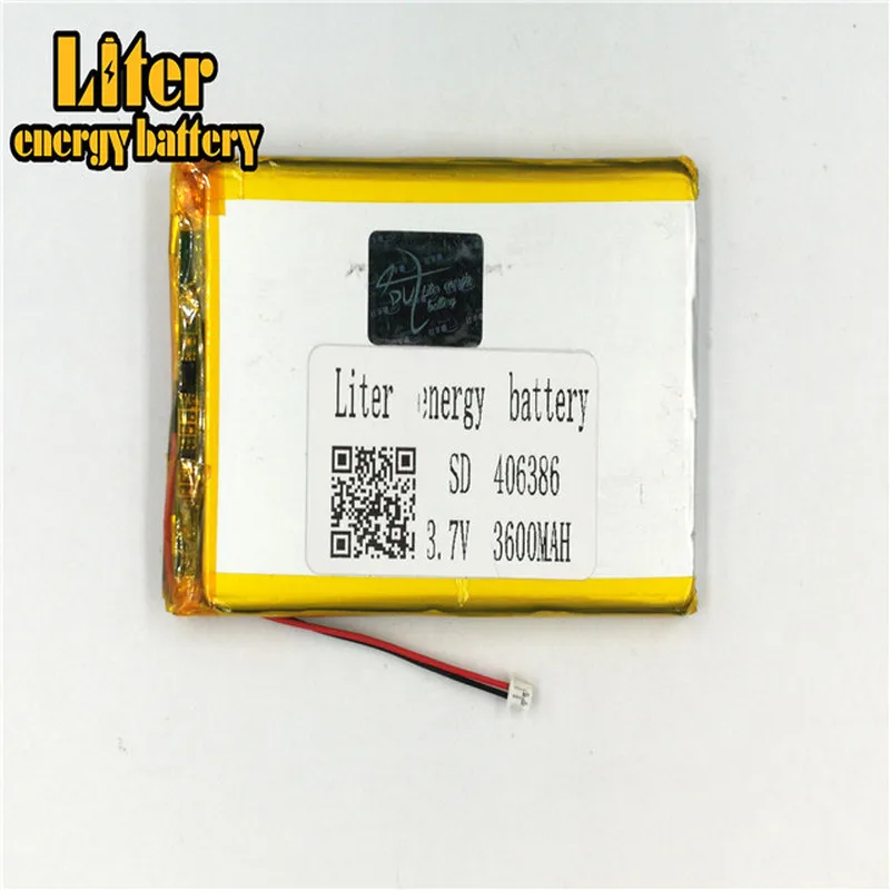 1.25MM 2pin connector Cheap 406386 3.7v 3600mah rechargeable lithium polymer Tablet PC li po rechargeable battery