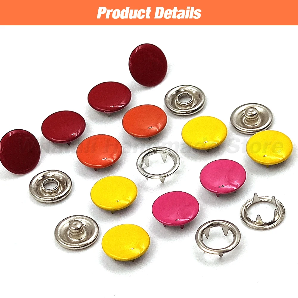 100 Sets Metal Prong Snap Button Press Button Studs Fasteners Prong Ring With Mold Machine For Clothes Garment Sewing Bags Shoes