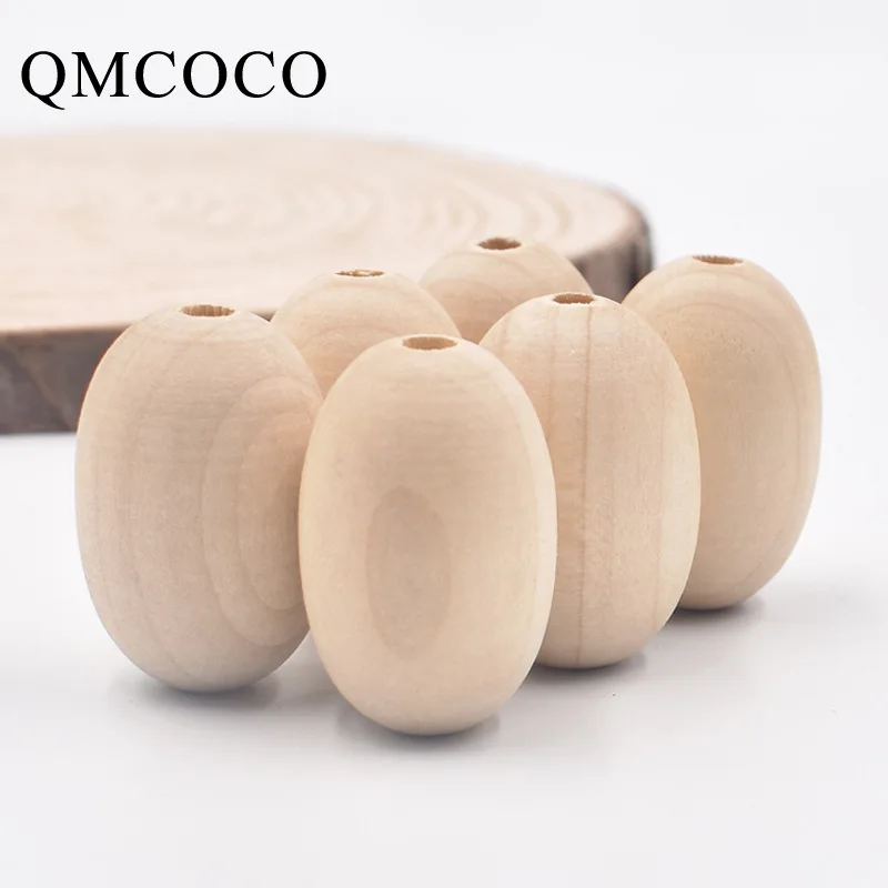 DIY 10Pcs/Pack 20*30mm Natural Color Oval Shape Wooden Beads Loose Beads Handmade Custom Fashion Charm Crafts Accessories