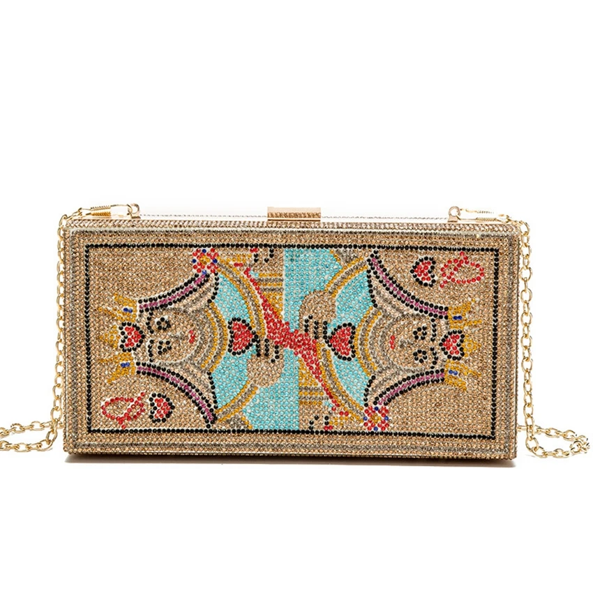 British style female bag new poker card diamond dinner bag fashion banquet clutch bag messenger chain small square bag