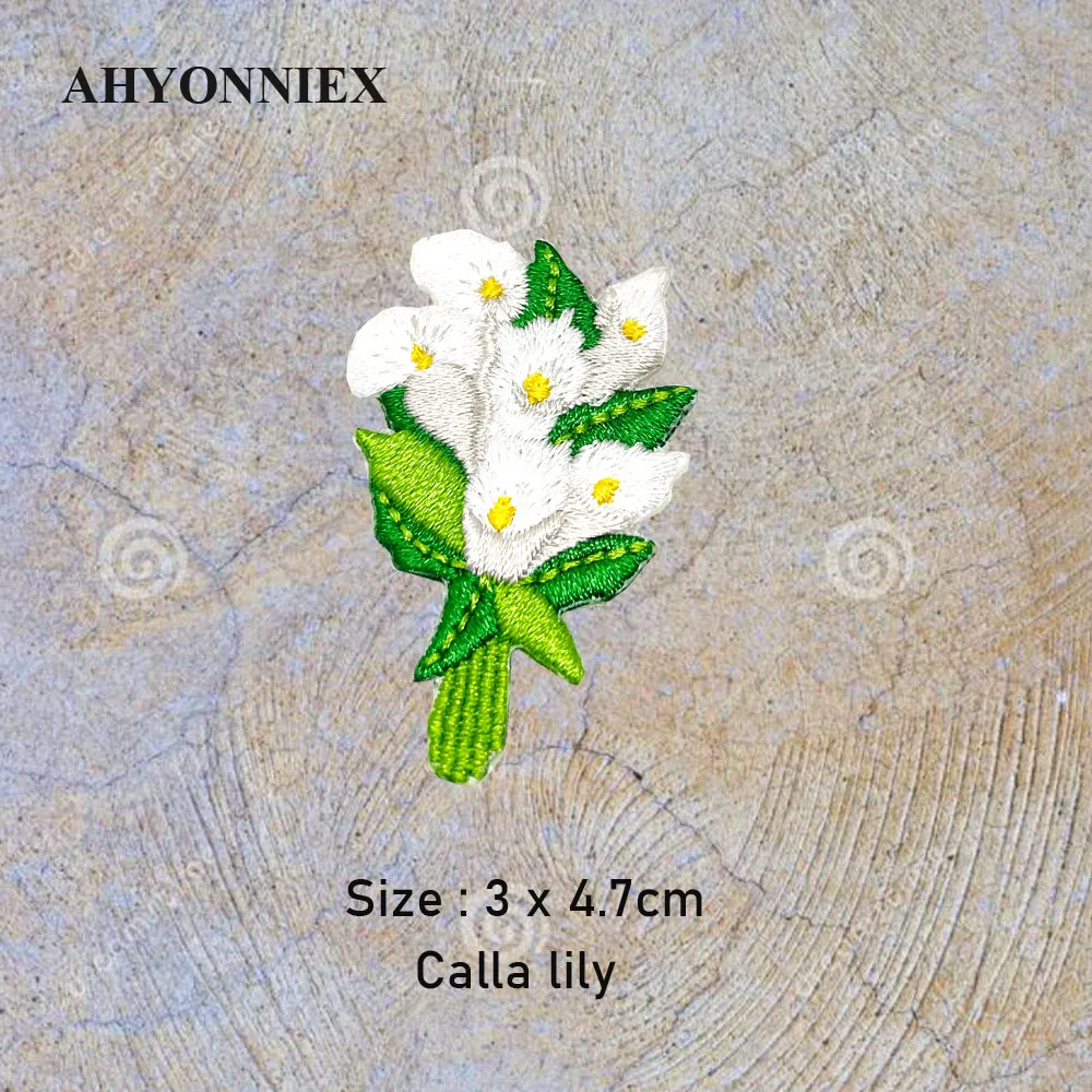 AHYONNIEX Pansy Lavender Sunflower Embroideried Patches for Bag Jeans Iron On Patches for Clothes Flower Small DIY Patches