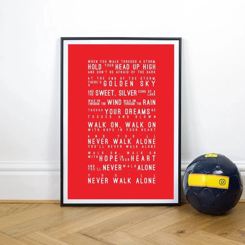 You'll Never Walk Alone Lyrics Canvas Art Print Poster Liverpool Football Club Canvas Nordic Style Painting Home Wall Decoration