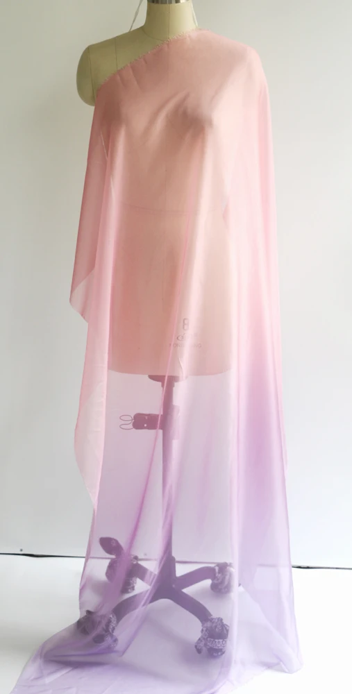 Ombre Chiffon 58'' breit nach Meter 30D Farbverlauf Chiffon transparenter Stoff Tanzschal Hochzeitsdekorationen transparent – Detail 24