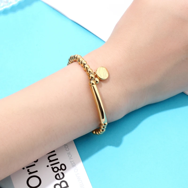 Bead Bracelet Hang Carve Forever Love Round Bean Woman Bracelet Stainless Steel Top Quality Fashion Brand Jewelry Drop Shipping