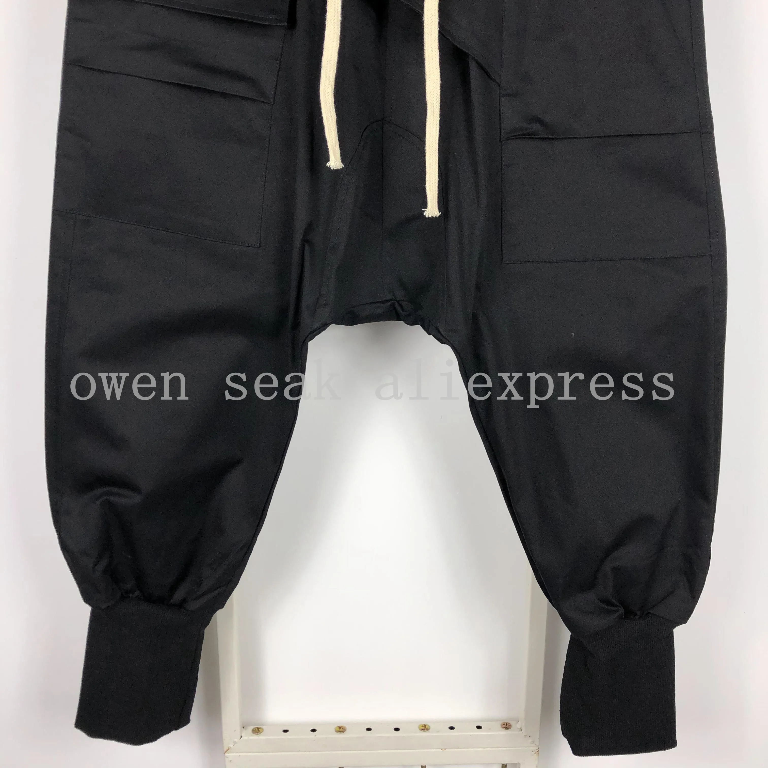 Owen Seak Men Casual Harem Pants Gothic Men Clothing High Street Sweatpants Autumn Women Calf-Length Pant Loose Black Pants