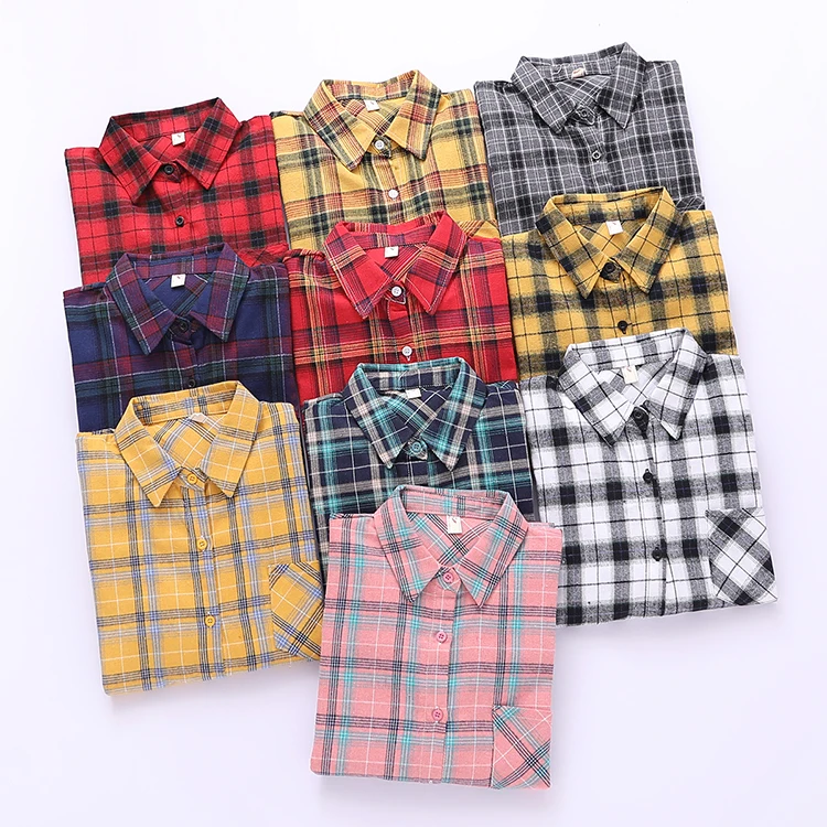 2021 New Women Tops Exquisite Cotton Flannel Plaid Shirt Women Loose Blouses Ladies Long Sleeve Blouse Casual Shirts Blusas