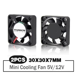 라즈베리 파이 냉각 팬, DC 5V, 12V, 2 핀, 30mm, 3cm, 30x30x7mm, 2 개