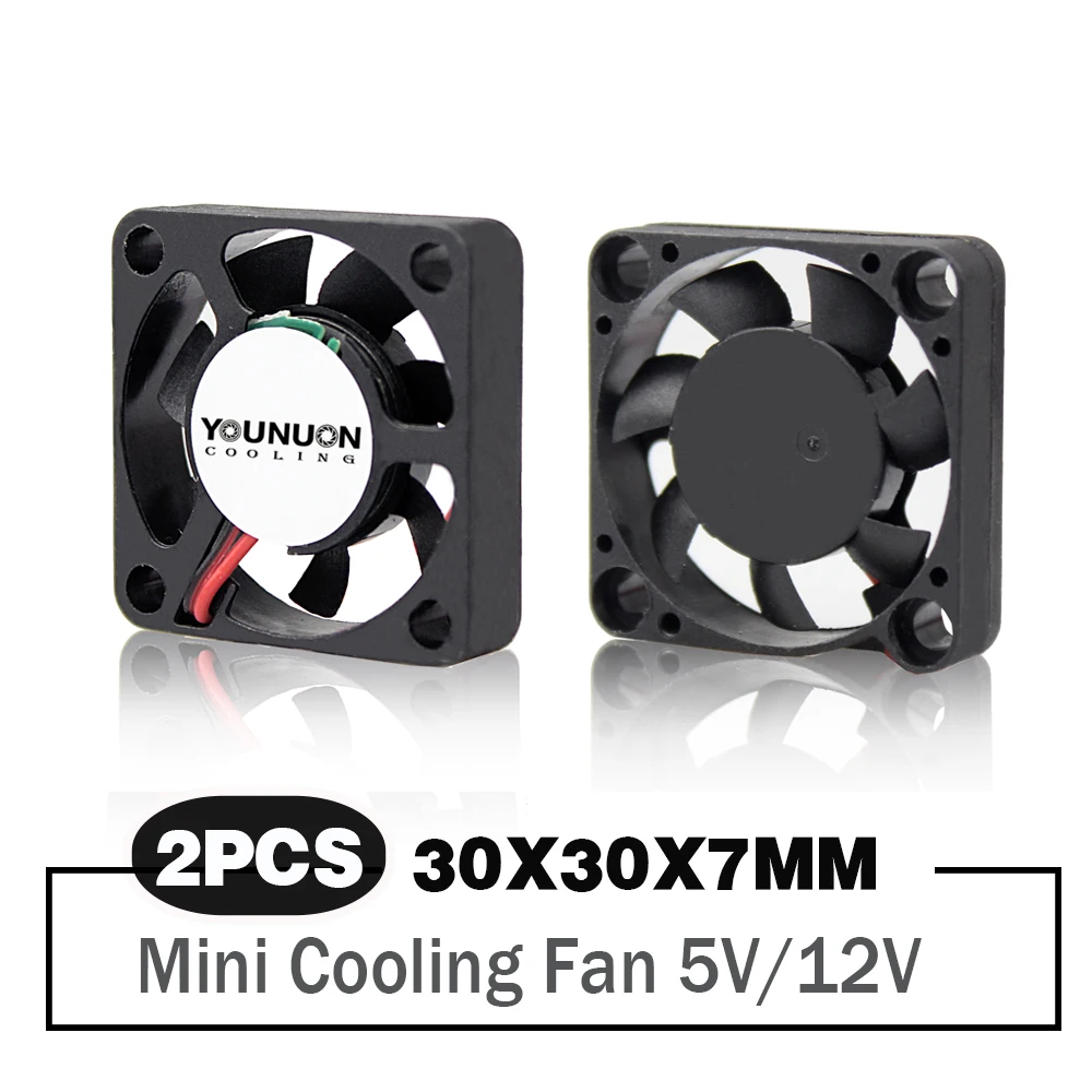 2 Pieces 30mm 3cm 30x30x7mm DC 5V/12V 2PIN Cooling Fan for Raspberry Pi Cooling Cooler Fan