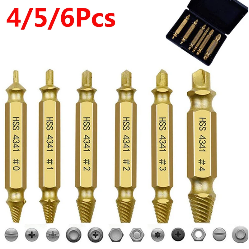 4/5/6PCS Beschädigt Schraube Extractor Drill Bit Set Stripped Gebrochene Schraube Schraube Remover Extractor Leicht Nehmen heraus Abriss Werkzeuge