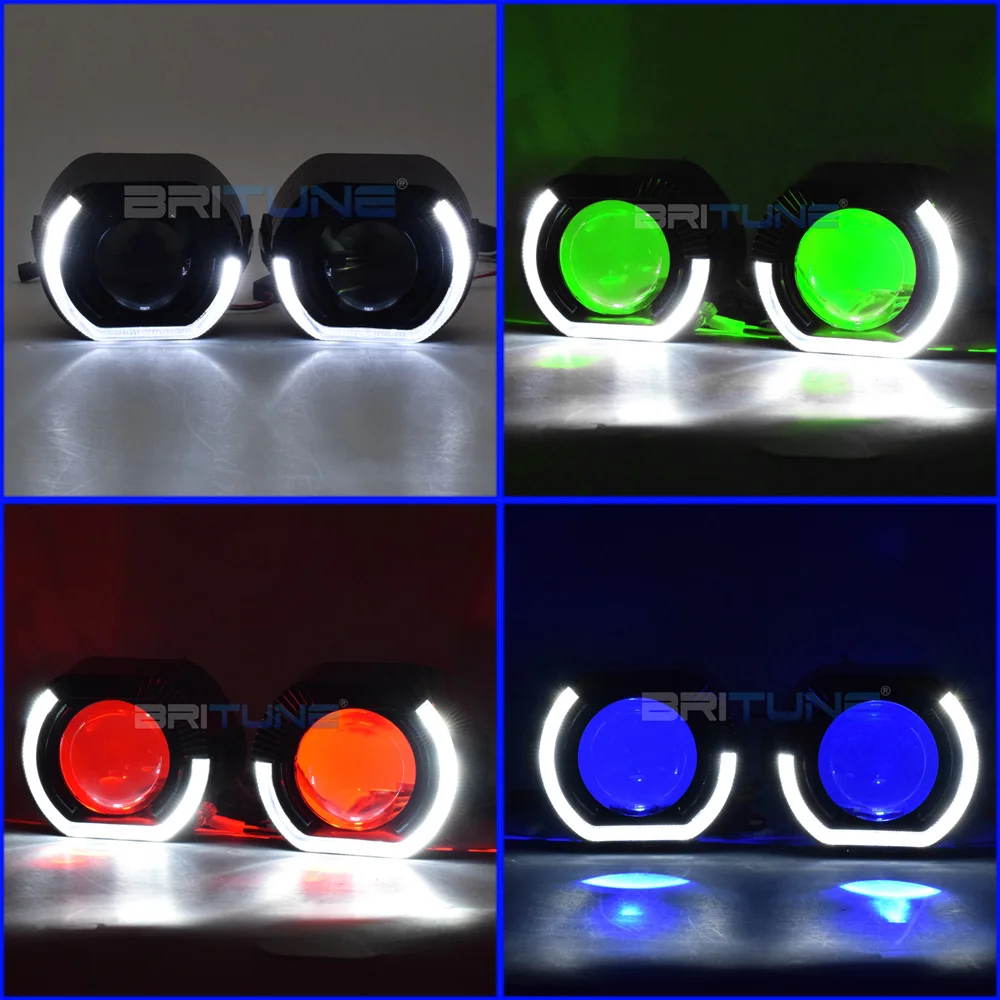 Obiektyw bi-ksenonowy 2,5-calowy czarny projektor reflektorów z diodami LED Angel Eyes Devil Eyes, soczewka, soczewki biksenonowa, tuning H1 H7 H4,