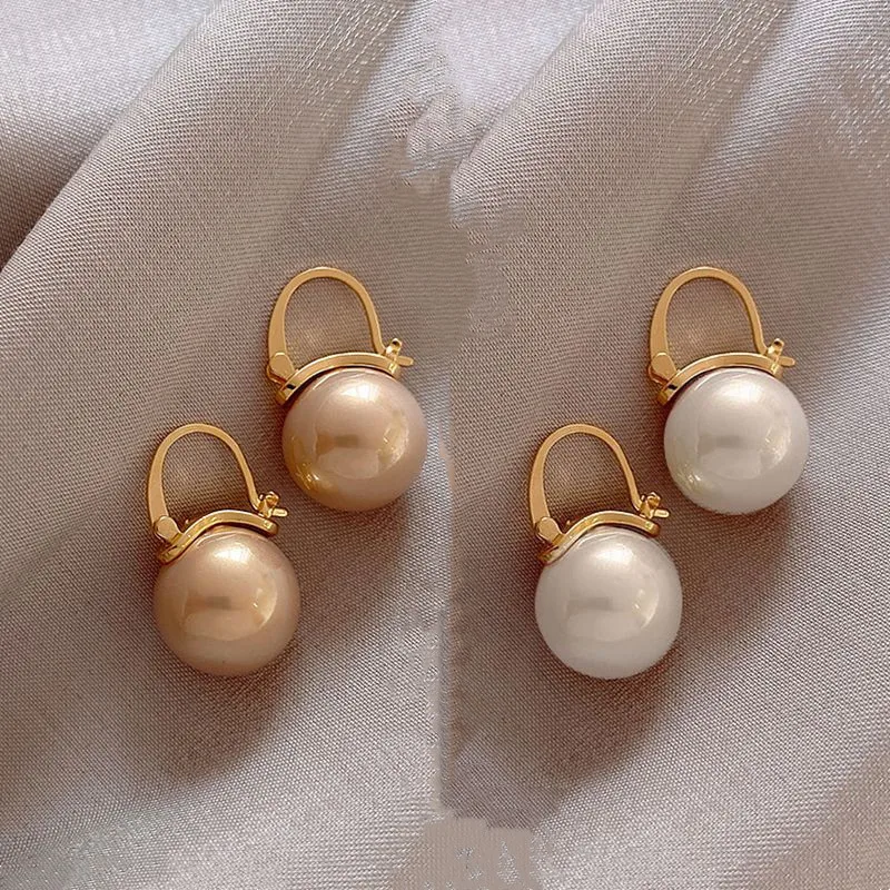 Korean version of the high-grade crossover fashion imitation pearl earrings lady jewelry shiny Pearl Earrings