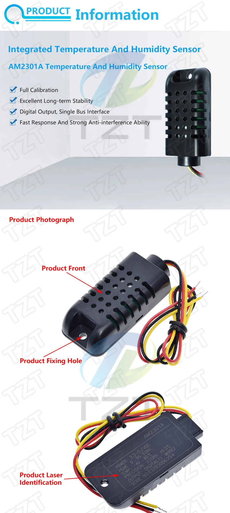 Digitale Temperatur- und Feuchtigkeitssensoren TZT DHT11 DHT22 AM2302 AM2301 AM2320 MW33 Sensor und Modul für Arduino elektronisches DIY – Detail 27