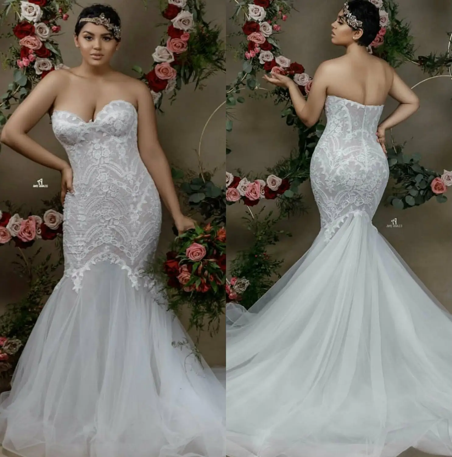 2020 vestidos de casamento querida renda apliques sereia vestidos de noiva feitos sob encomenda sem costas trem varredura plus size vestido de casamento