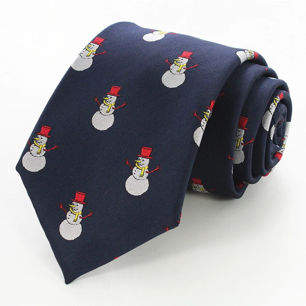 JEMYGINS Neuartige Weihnachtskrawatten, Weihnachtsmann-Schneeflocken-Krawatte, Rot-Grüne Seiden-Jacquard-Krawatte für Männer und Kinder, Weihnachtsgeschenk – Detail 11