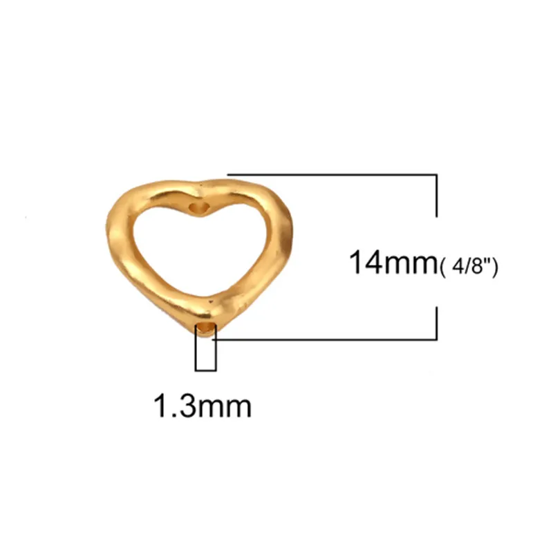 DoreenBeads Fashion Zinc Based Alloy Beads Frames Oval Circle Heart Matt Gold Color Jewelry DIY Findings Components, 10 PCs