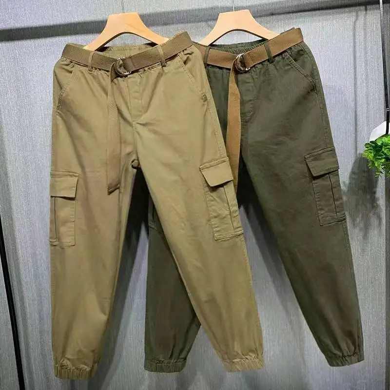 Streetwear Women Solid High Waist Cargo Pants Loose Sports Female Trousers Streetwear Harem Pants Baggy Ladies Pants Streetpants