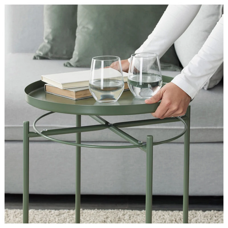 

Creative Round Nordic iron coffee End Side tables Furniture for home Bedside Sofa Tea Fruit Small Desk Garden Mobile Low Tables