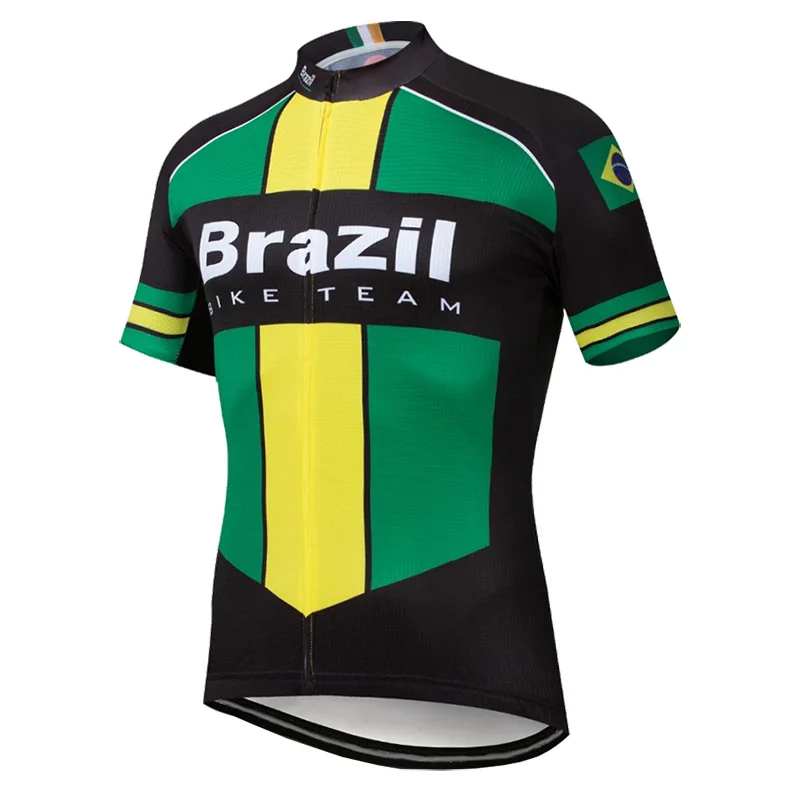 Brazil Pro Breathable Short Cycling Jersey, Road T-shirt, MTB Motocross Jersey, Road Bike Clothing, Brazil National Bike Jersey