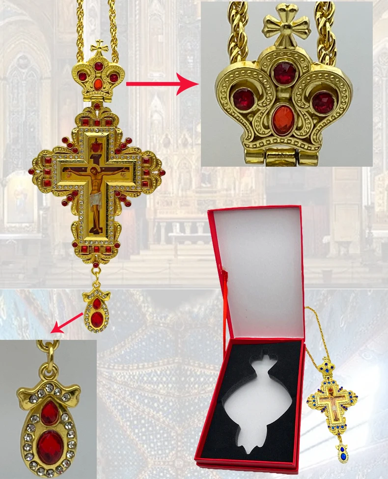 Orthodoxes Kreuz, katholisches Dekorationsornament, Brustkreuz für Priester, Kirchenartikel, religiöse katholische Artikel, orthodoxes Kreuz – Detail 6