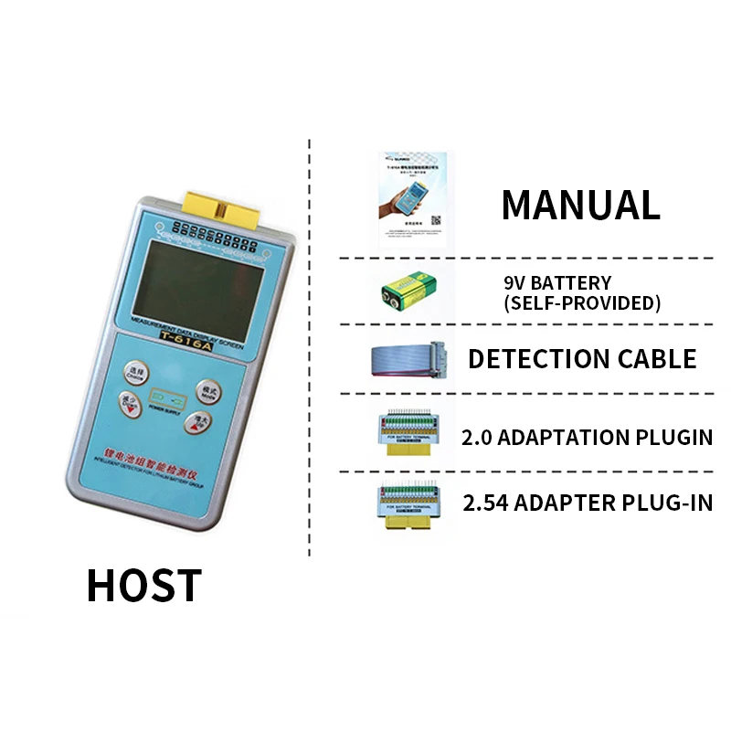 T-616A Lithium Battery Pack Voltage Tester, Resistance Intelligent Detection Analyzer, Battery Maintenance Equipment