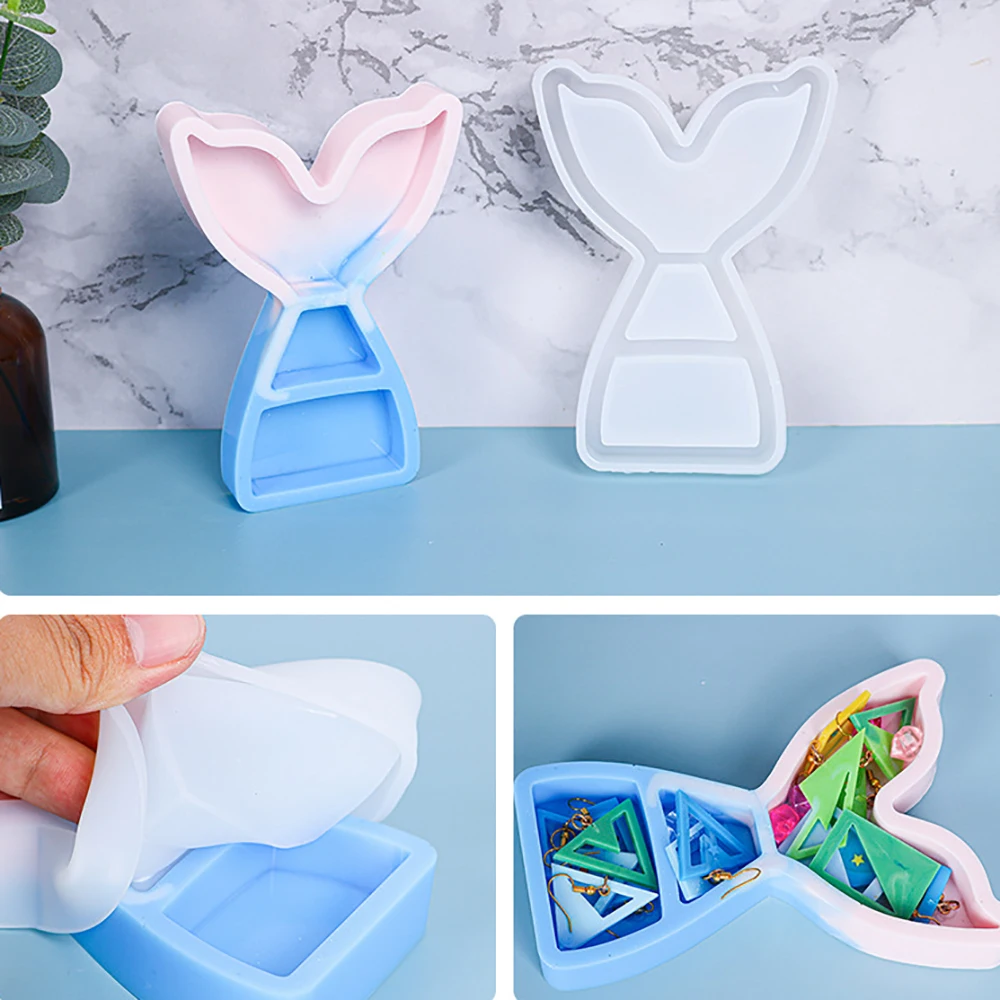 

DIY Crystal Epoxy Resin Molds Fishtail Storage Box Silicone Mold DIY Jewelry Accessories Craft Making Tool