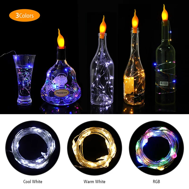 2/6/10 pcs Led Candle Wine Bottle String 2M Mini Flameless Cork Led String Lights For DIY Christmas Party Wedding Decoration
