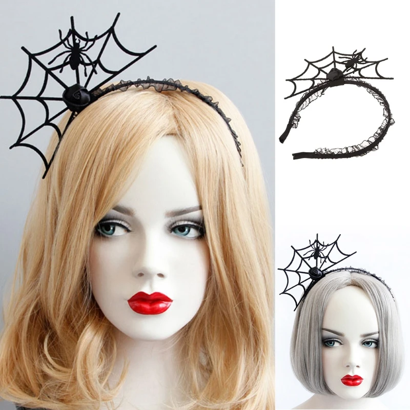 Halloween Headwear Spinne Bahnen Stirnband Spitze Halskette Fancy Dress-up Kopfstück für Cosplay Partei Neuheit Kopfschmuck