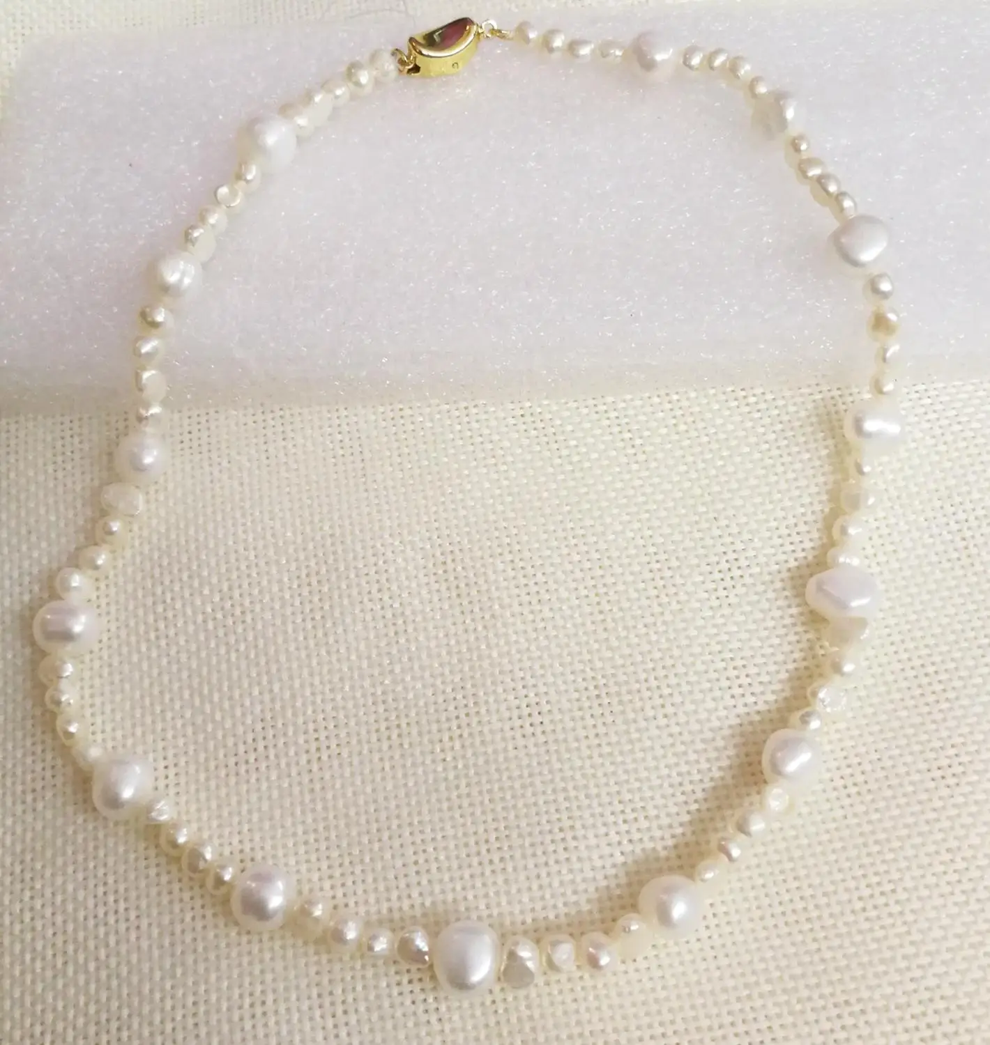 9mm + 4x5mm white flat baroque pearl necklace 925 gold clasp Jewelry real natural freshwater pearl Classic gift