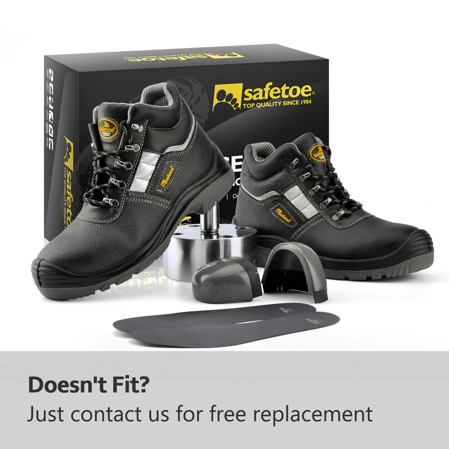 SAFETOE Mens Safety Shoes Work Boots Steel Toe Reflective Water Resistant Cow Learth Fang Rolling Non-Slip Comfort Breathable