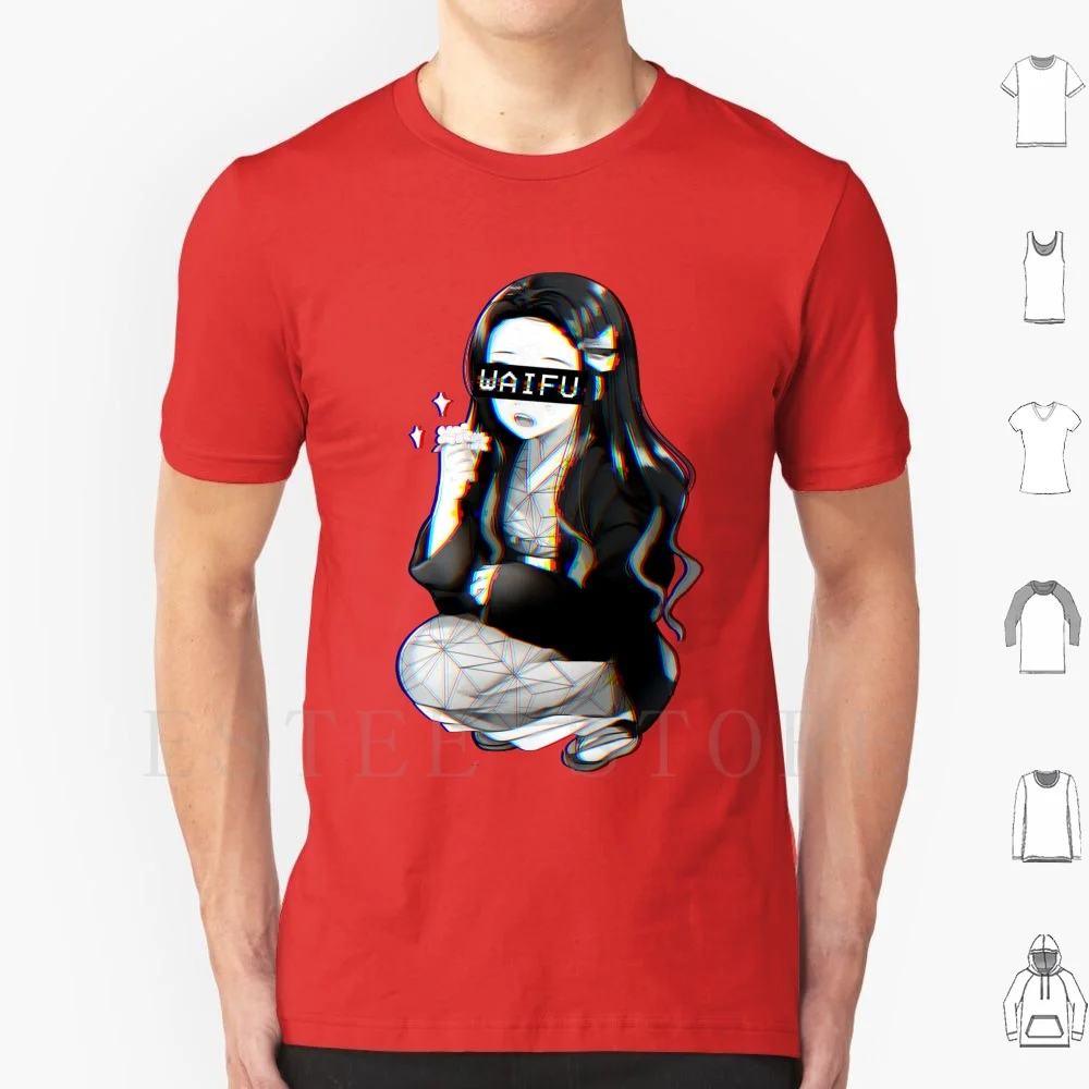 Nezuko Waifu T Shirt DIY Big Size 100% Cotton Nezuko Nezuko Waifu Tanjiro Inosuke Anime Manga Demon Kimetsu No Yaiba Hashibira