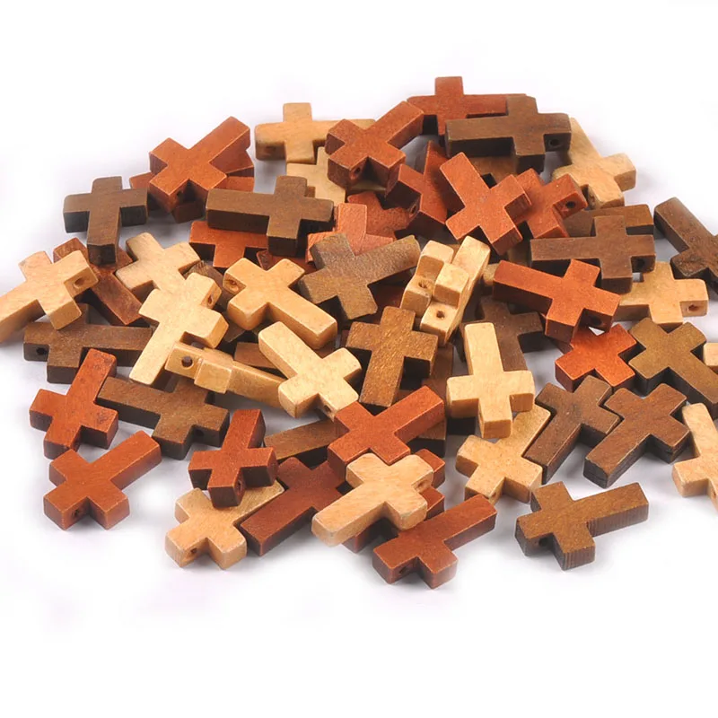 50 stücke Kreuz Perlen Holz Dekorationen Ornamente Hängen Anhänger Schmuck Kinder Geschenke Unfinished Holz DIY Handwerk Liefert M2575