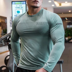 Spandex elastic breathable Running Shirt Long Sleeve Gym Shirt Men Sportswear Dry Fit Shirts For Bodybuilding Men Fitness Sport