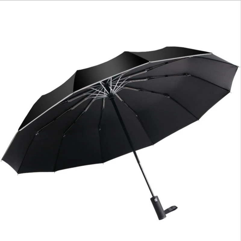 27 23 Inches 12 Bone Automatic Reverse Folding Umbrella Wholesale Business Umbrella Safety Reflective Umbrella