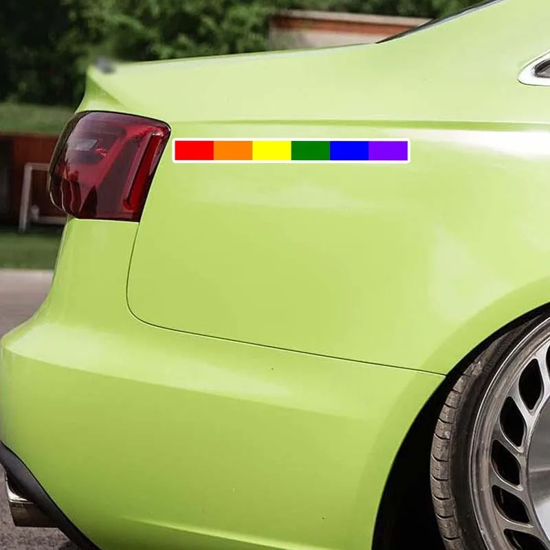 Interesting Gay Pride Rainbow Car Sticker Accessories KK Vinyl PVC 16cm*2cm Motorcycle Laptop Decal