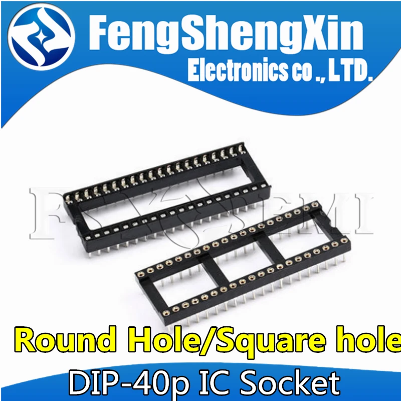 5 sztuk DIP-40 okrągły otwór kwadratowy otwór 40 pinów 2.54MM DIP DIP40 IC gniazda Adapter typ lutowania złącze IC