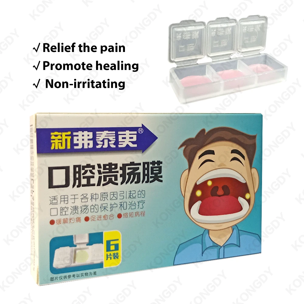 6PCS/BOX Oral Canker Sore Stickers Effective Mouth Ulcer Treatment Mouth Sole Cover Patch Fast Healing Safe Antibacterial Film