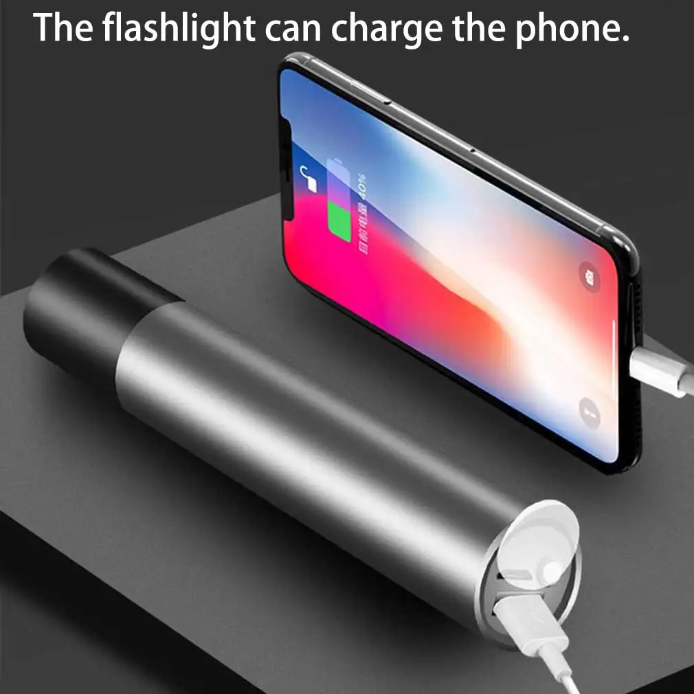 USB Rechargable Flashlight Mini LED Waterproof Torch Telescopic Zoom Portable Night Lighting for Outdoor camping hiking