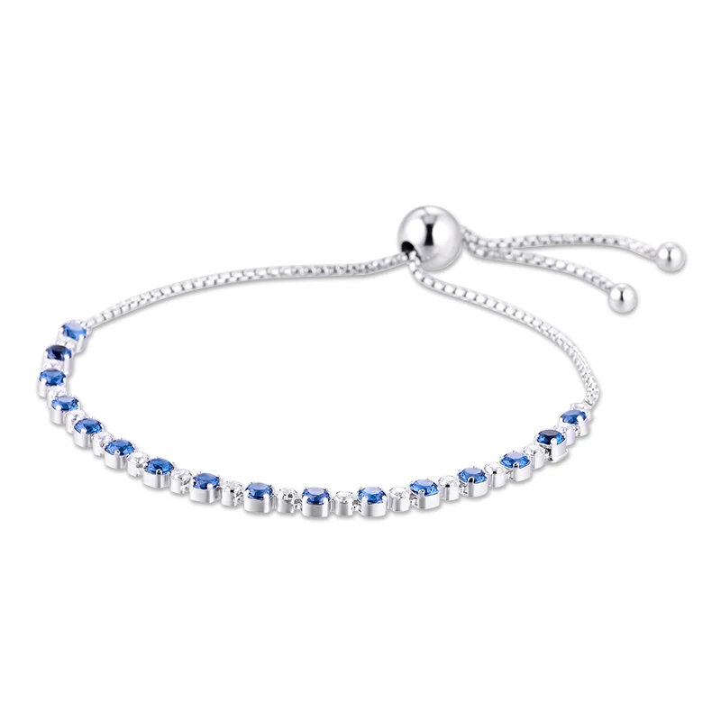 

Blue & Clear Sparkle Slider Bracelet Authentic 925 Silver Bracelets For DIY Woman Fashion Bracelets For Jewelry Making