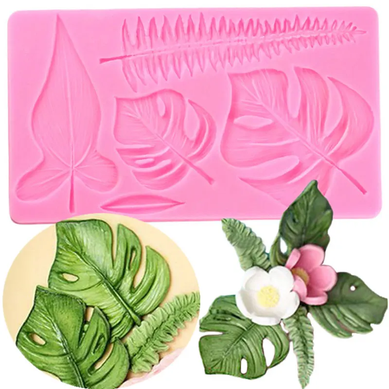 Tree Leaf Cake Border Silicone Mold Leaves Fondant Cake Decorating Tools DIY Cupcake Baking Candy Clay Chocolate Gumpaste Moulds