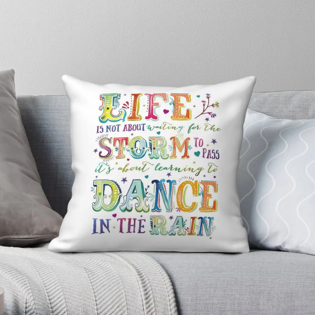 

Dance In The Rain Square Pillowcase Polyester Linen Velvet Creative Zip Decor Throw Pillow Case Sofa Cushion Case 45x45