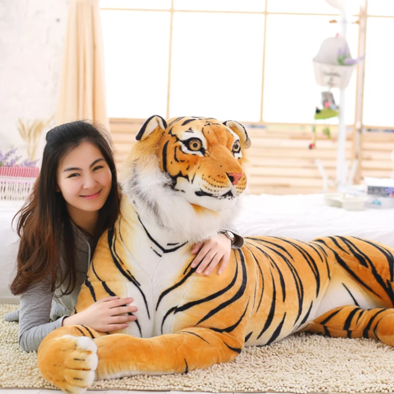 

Simulation White Tiger Jaguar Doll 120 cm Lifelike Tiger & Leopard Plush Toys Soft Wild Animals Children Kids Birthday Gifts