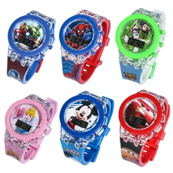 Disney-Montre de dessin animé pour enfants, Spiderolk Frozen, Flash LED, Montre à quartz, Gel de pton, Étudiant, Cadeau jouet