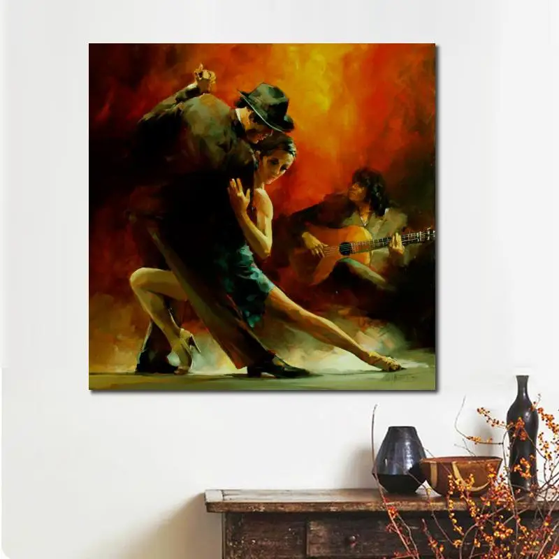 Canvas Art Argentino Tango Dancer Wall Picture Handmade Oil Painting Contemporary Portrait Artwork Office Home Decor Vibrant