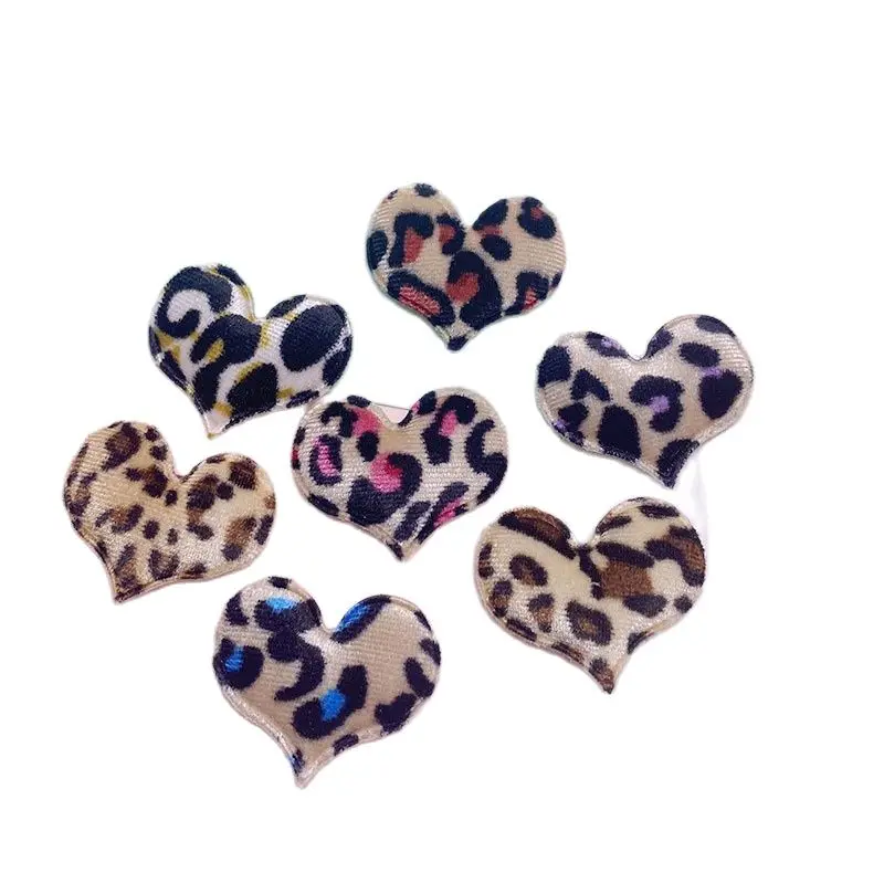 35 Stück/Set 4,5*3,5CM Filz-Leopardenherz-Applikation zum Aufnähen für Kleidung, Hüte, Nähzubehör, DIY Haarspangen-Zubehör, Patches – Detail 1