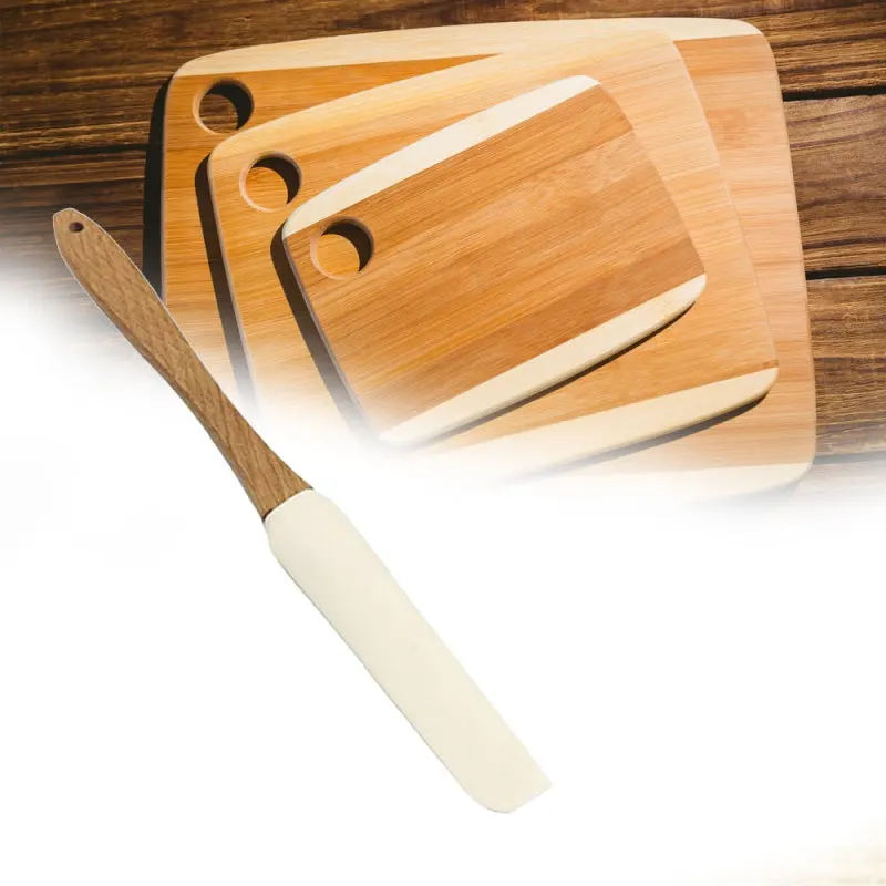 Scraper Durable Wood Handle Utensil Spatula Cream Butter Removable Silicone