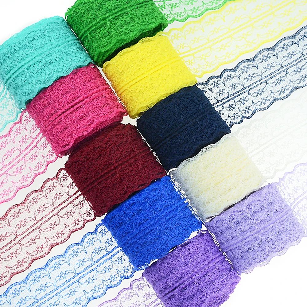 21colors 10 m (45mm) lace ribbon double handicraft embroidery mesh lace trim fabric ribbon DIY sewing skirt accessories